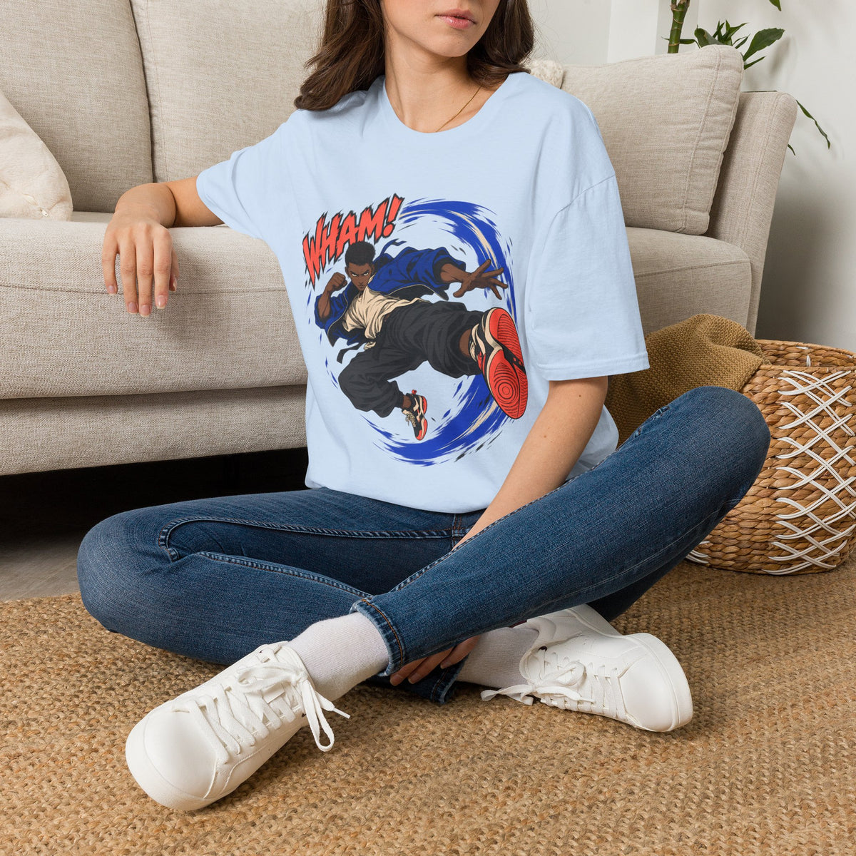 WHAM! | Anime Cartoon Ninja Kick Graphic T Shirt