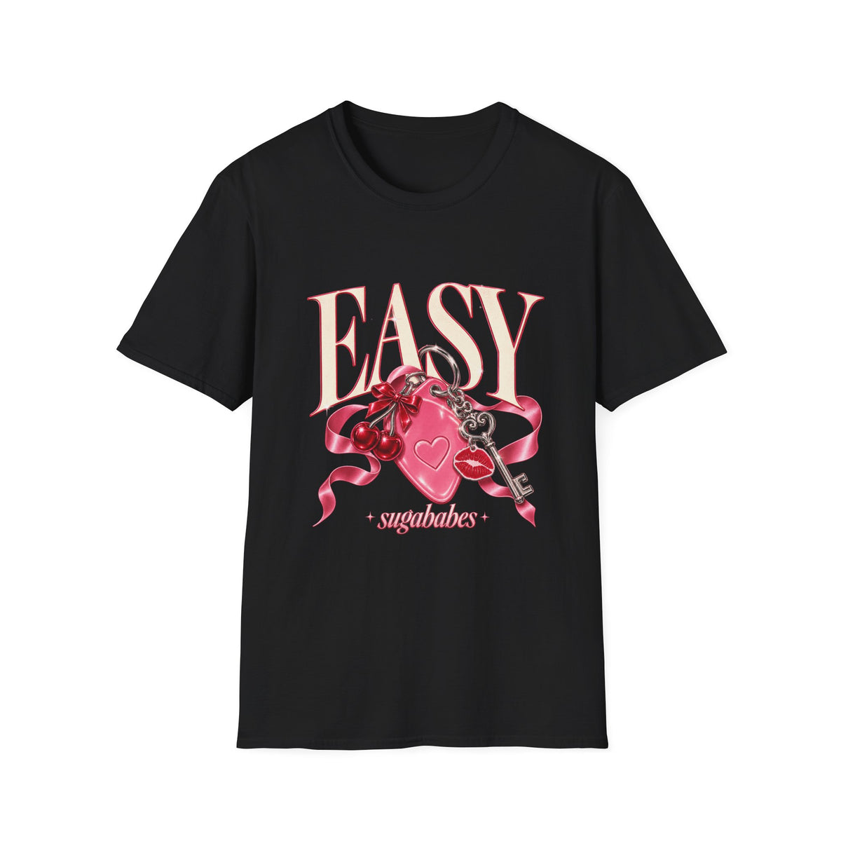 Sugababes | Easy Lockheart Pink Key & Heart Graphic T Shirt