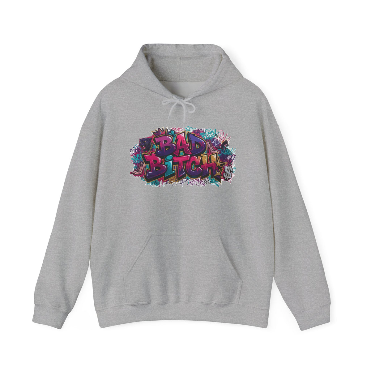 Hoodie — Colorful ‘Bad Bitch’ Graffiti Pullover