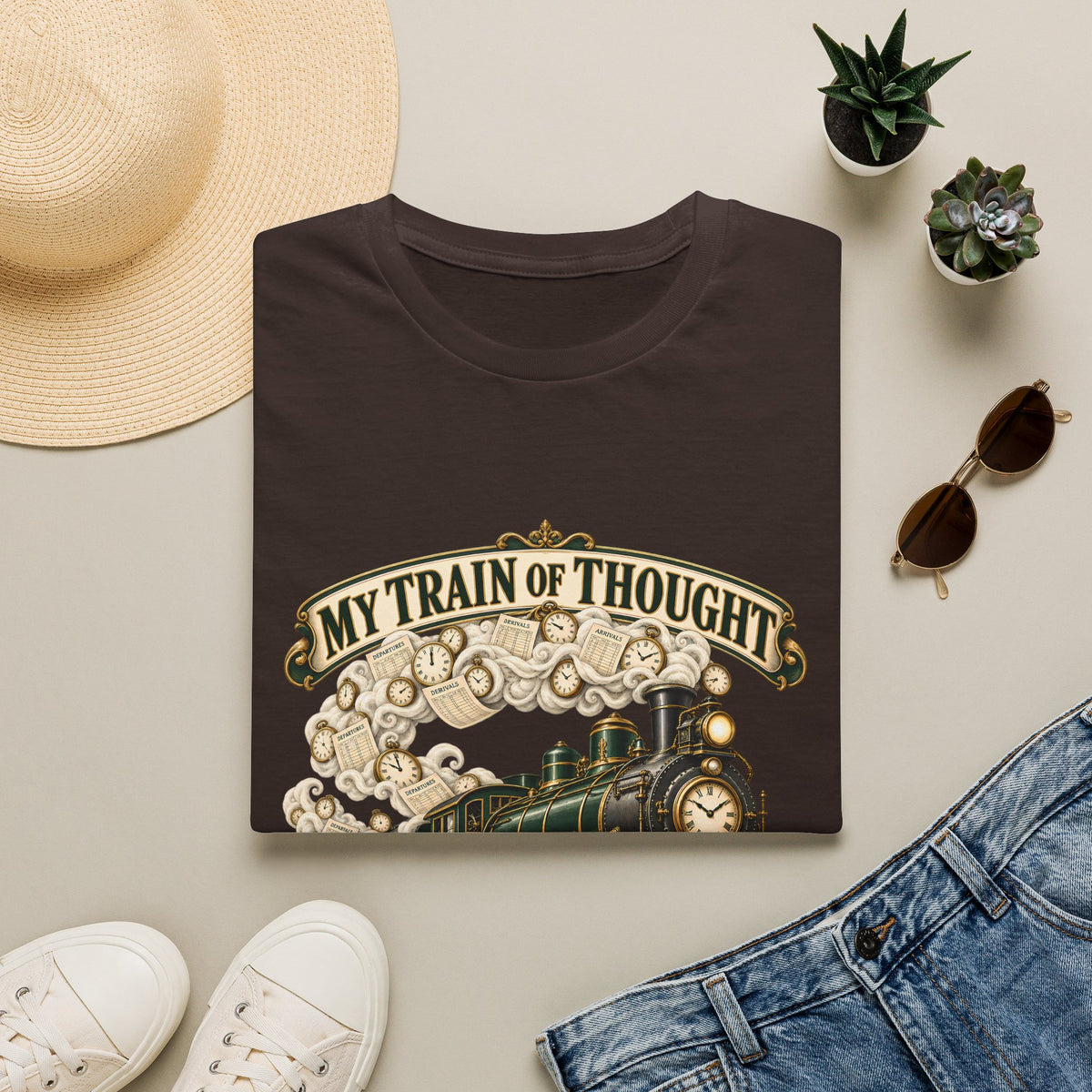 Train of Thought Vintage Steam Engine T-Shirt | My Train of Thought Has a Full Working Timetable
