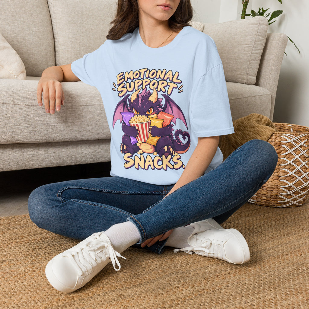 Emotional Support Snacks | Cute Dragon Eating Popcorn Anime Shirt