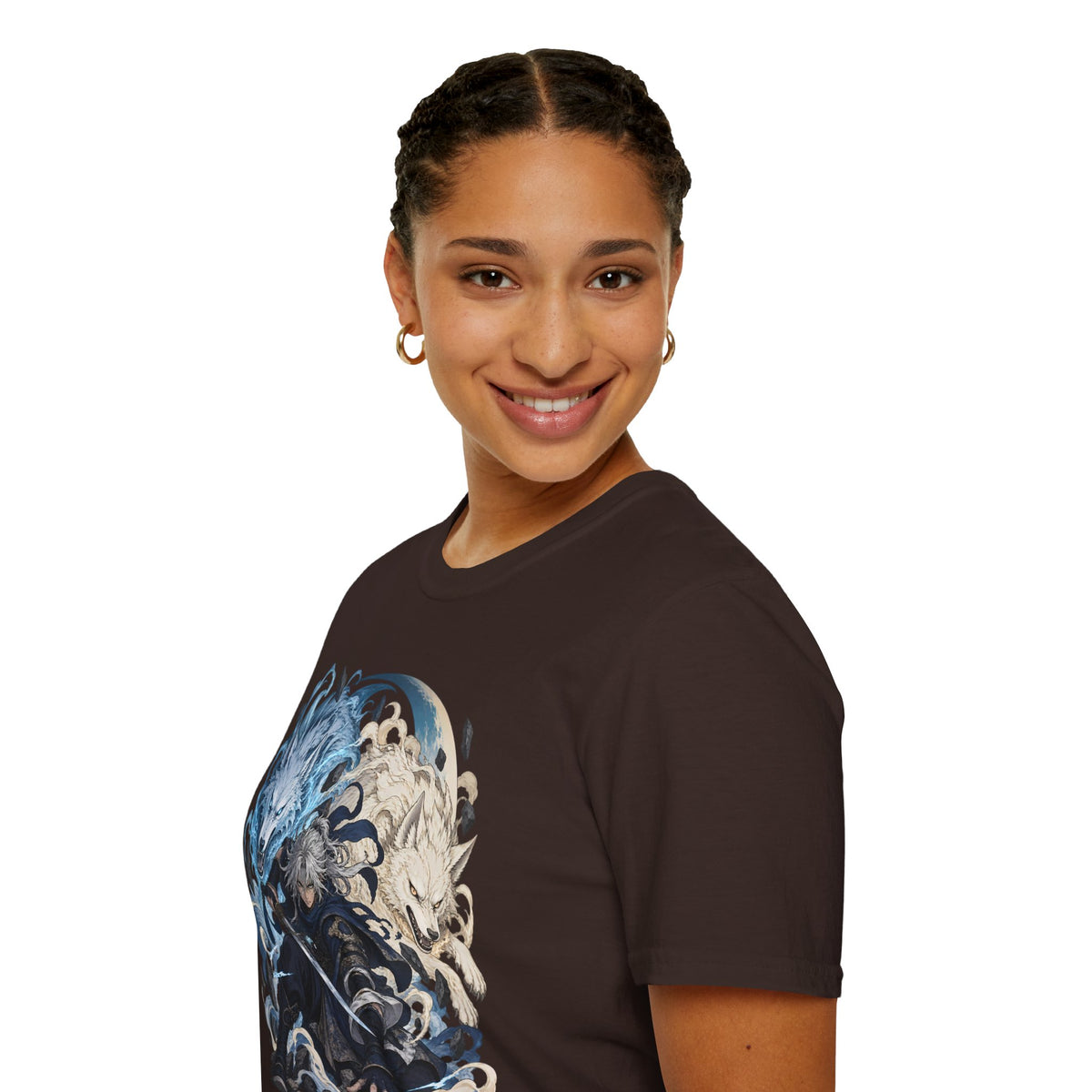 Wolf Spirit T-Shirt | Japanese Samurai | Yin Yang Blue & White Wolves Graphic Tee