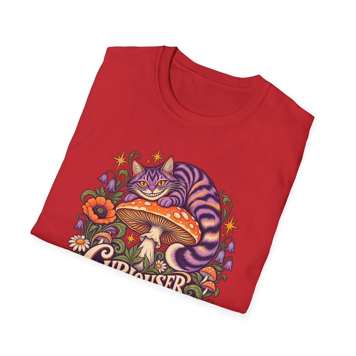 Cheshire Cat | Curiouser & Curiouser | Whimsical Mushroom Design Graphic Shirt