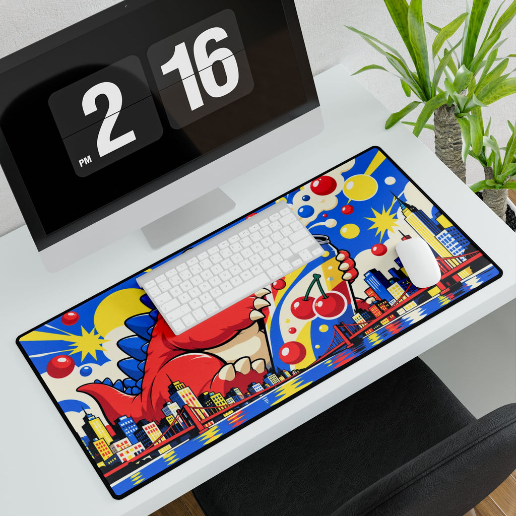 Mouse Pad | Kaiju Dinosaur | Funny Cherry Soda Monster Design | Desk Mat
