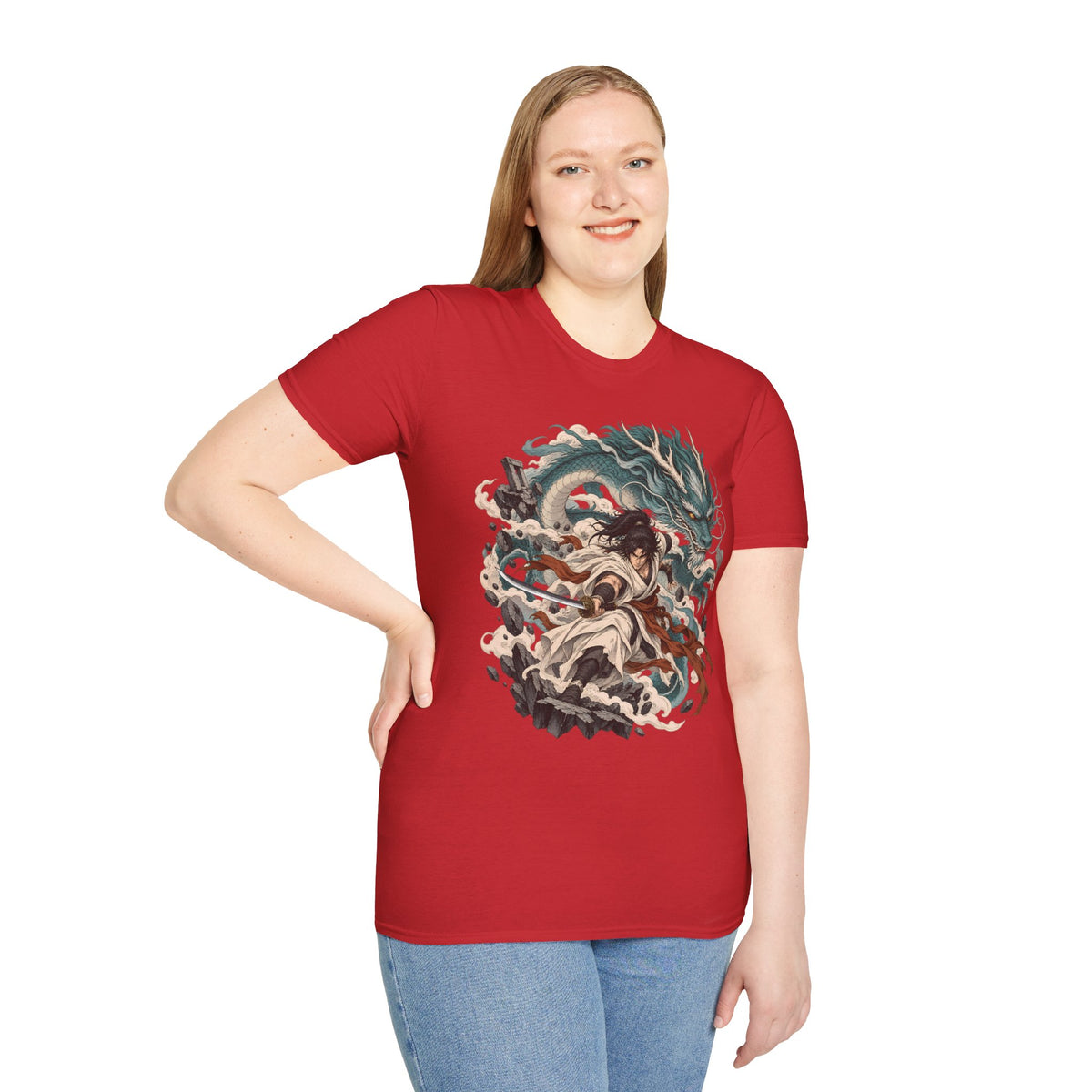 Mythic Dragon Warrior | Japanese Samurai and Serpent T Shirt