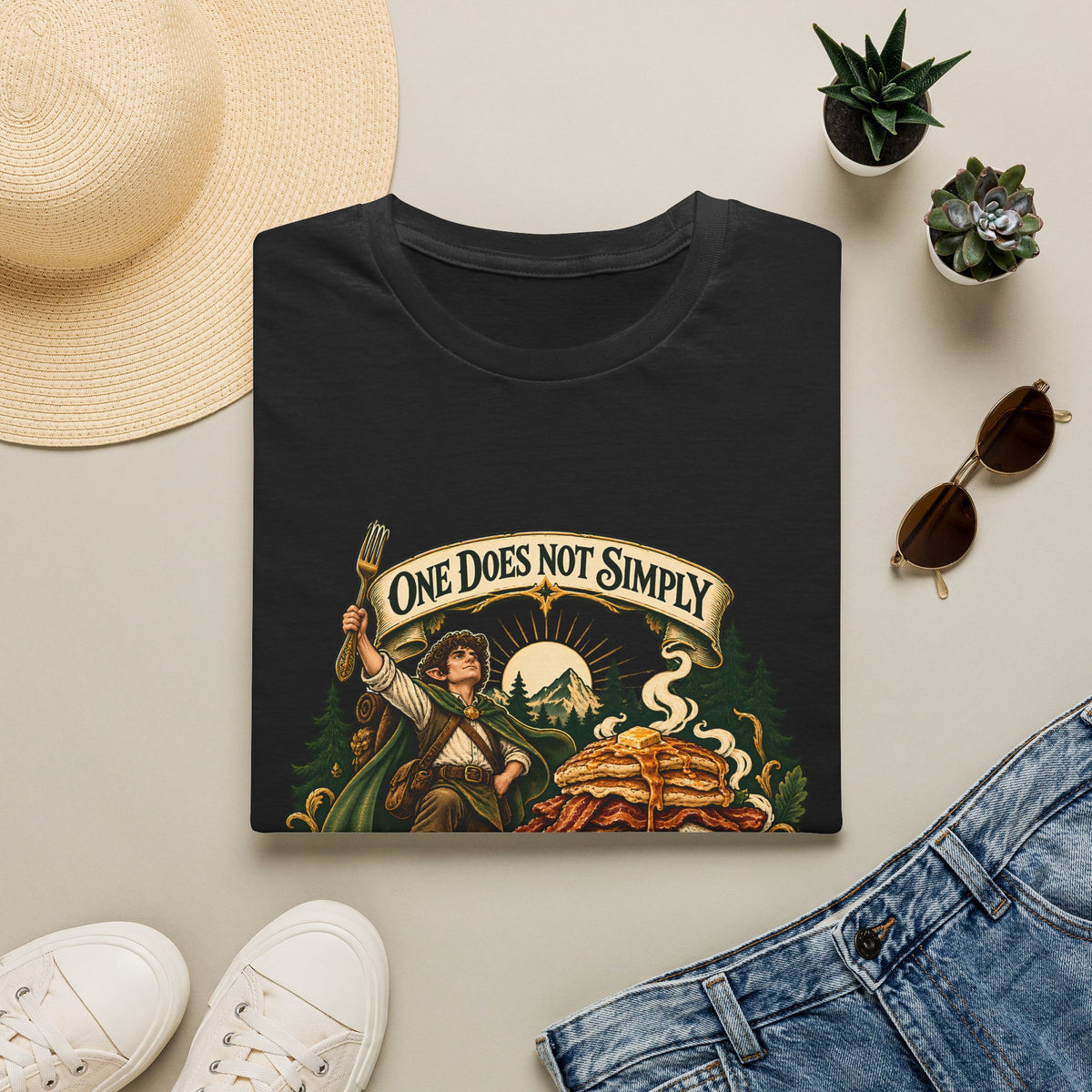 One Does Not Simply Skip Second Breakfast | Funny Hobbit Breakfast Graphic