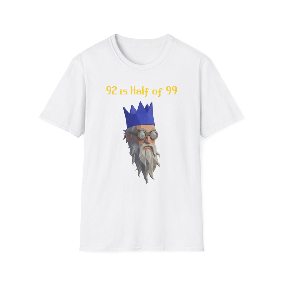 “92 is half of 99” Graphic T‑Shirt — Retro Pixel King Math Humor Tee