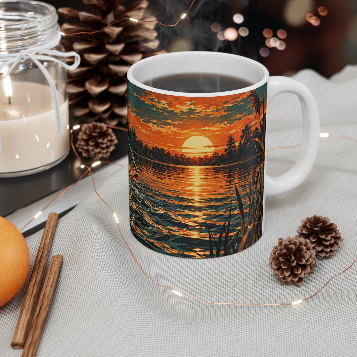 Carp At Sunset | Fishing Hobby Coffee Mug Gift (11oz)