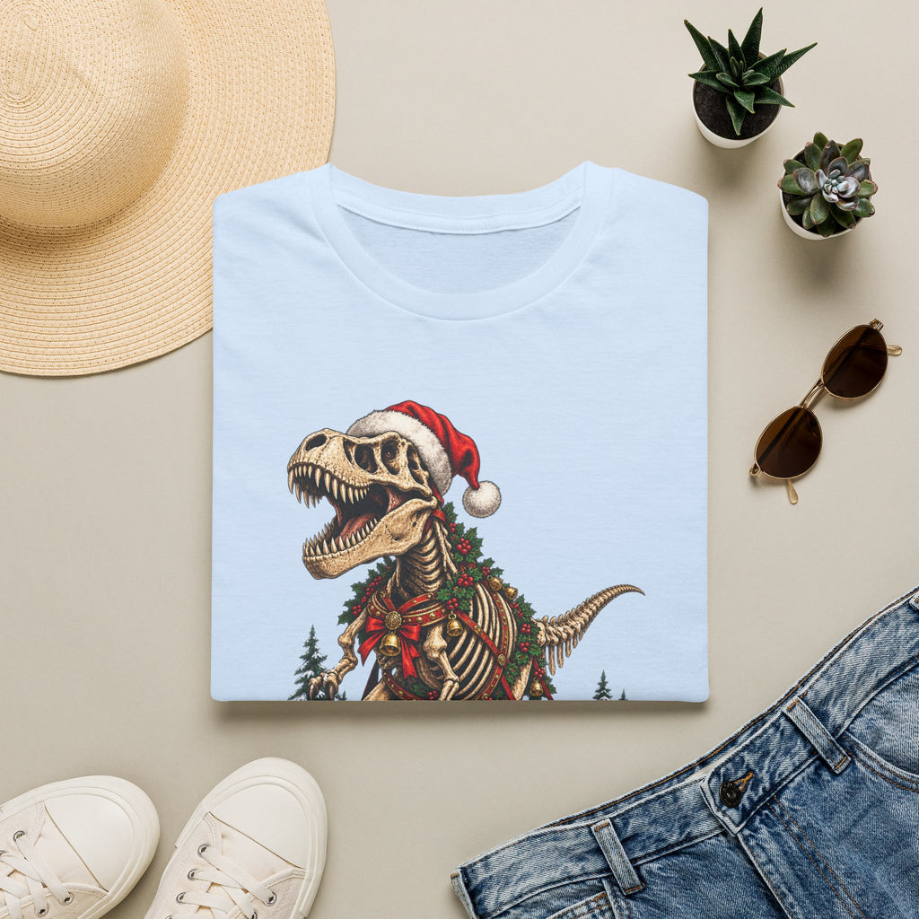 T-Rex Sleigh | Dinosaur Fossil Christmas T‑Shirt