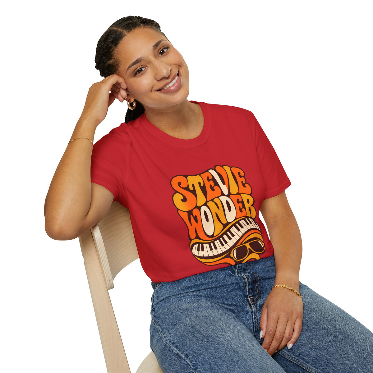 Stevie Wonder Piano Psychedelic Retro Band T-Shirt