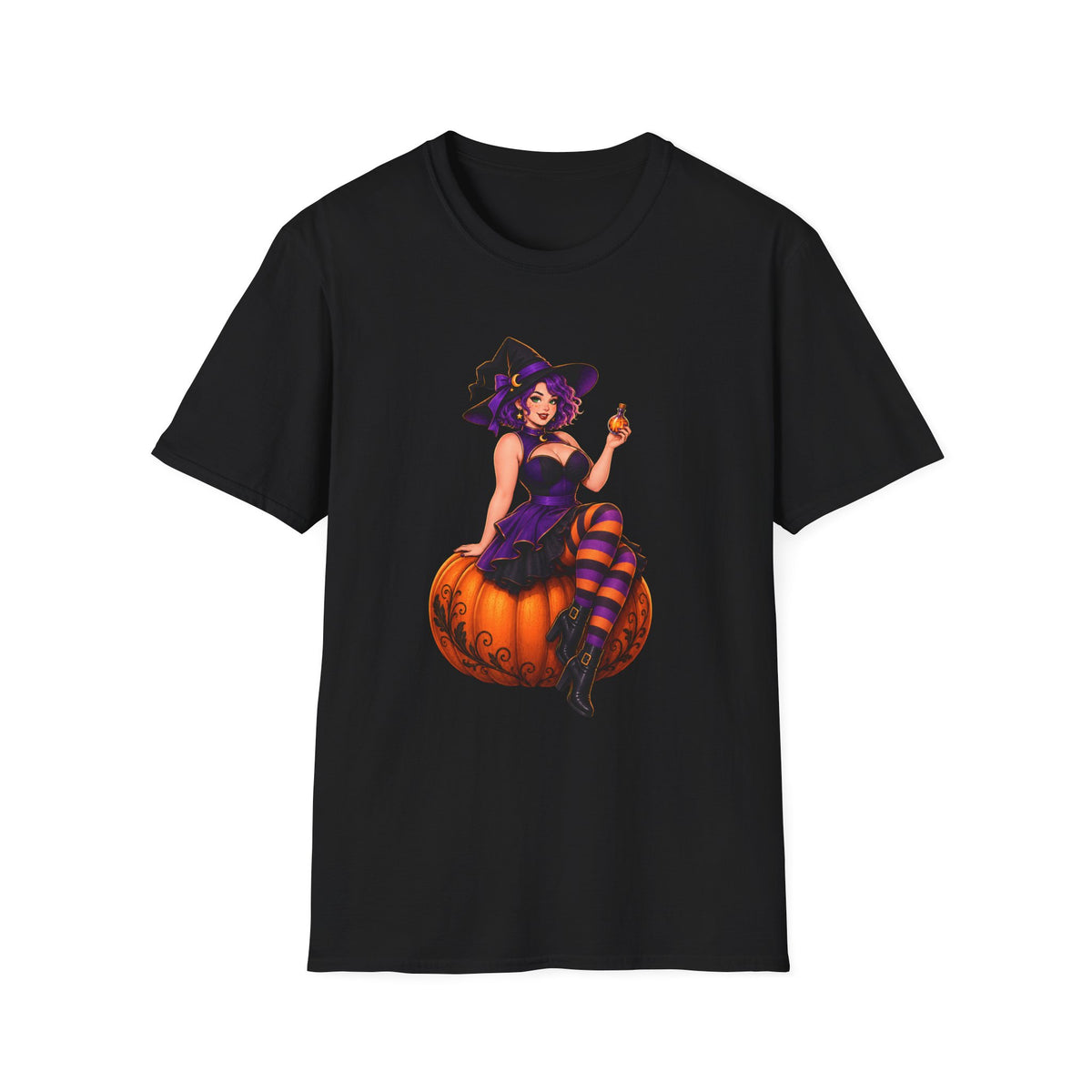 Witchy Halloween Pumpkin Witch T‑Shirt