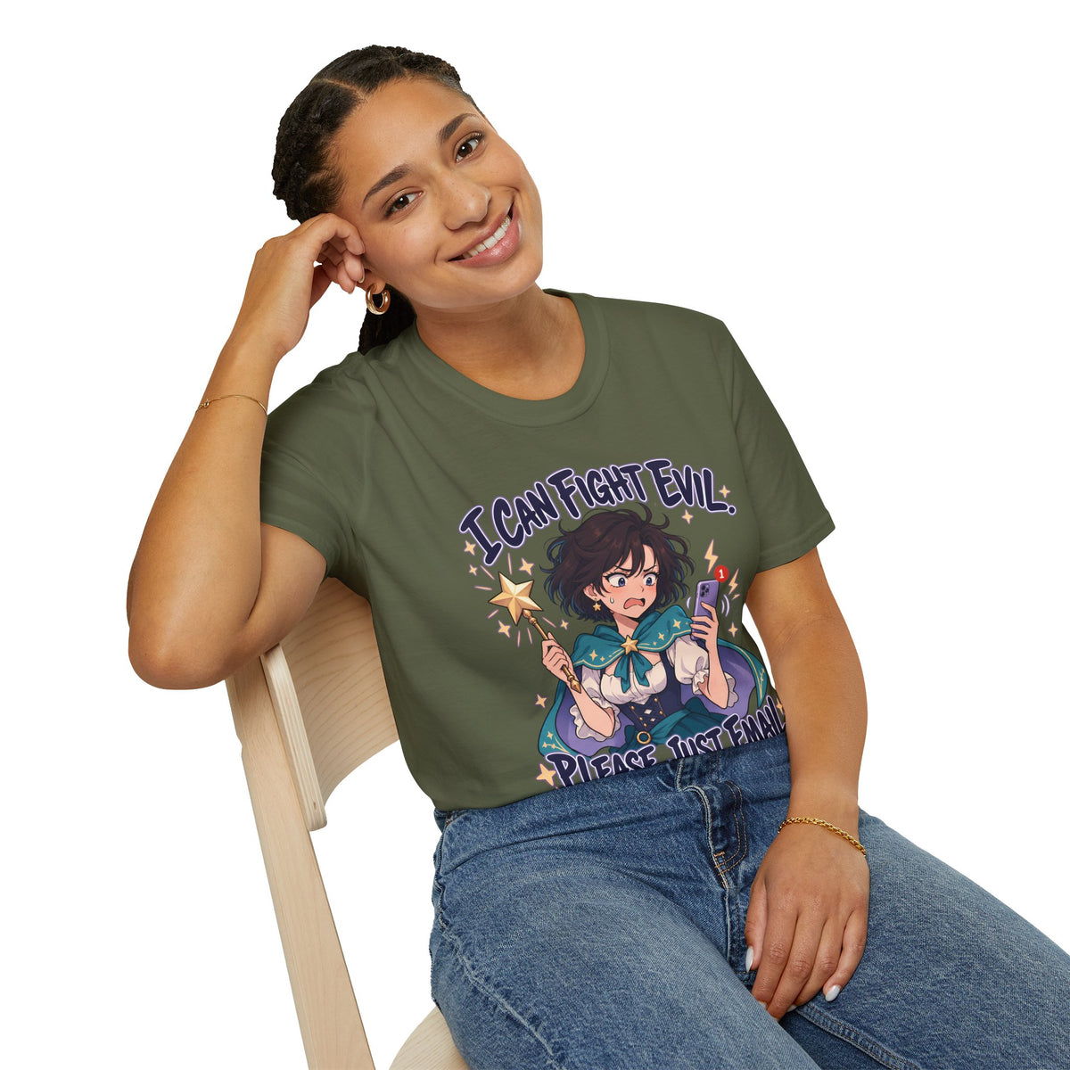 Working Witch | I Can Fight Evil, Please Just Email | Cute Anime T Shirt