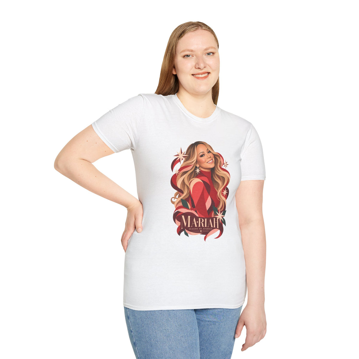 Mariah Carey | Holiday Diva Graphic Tee | Retro Red Star Portrait