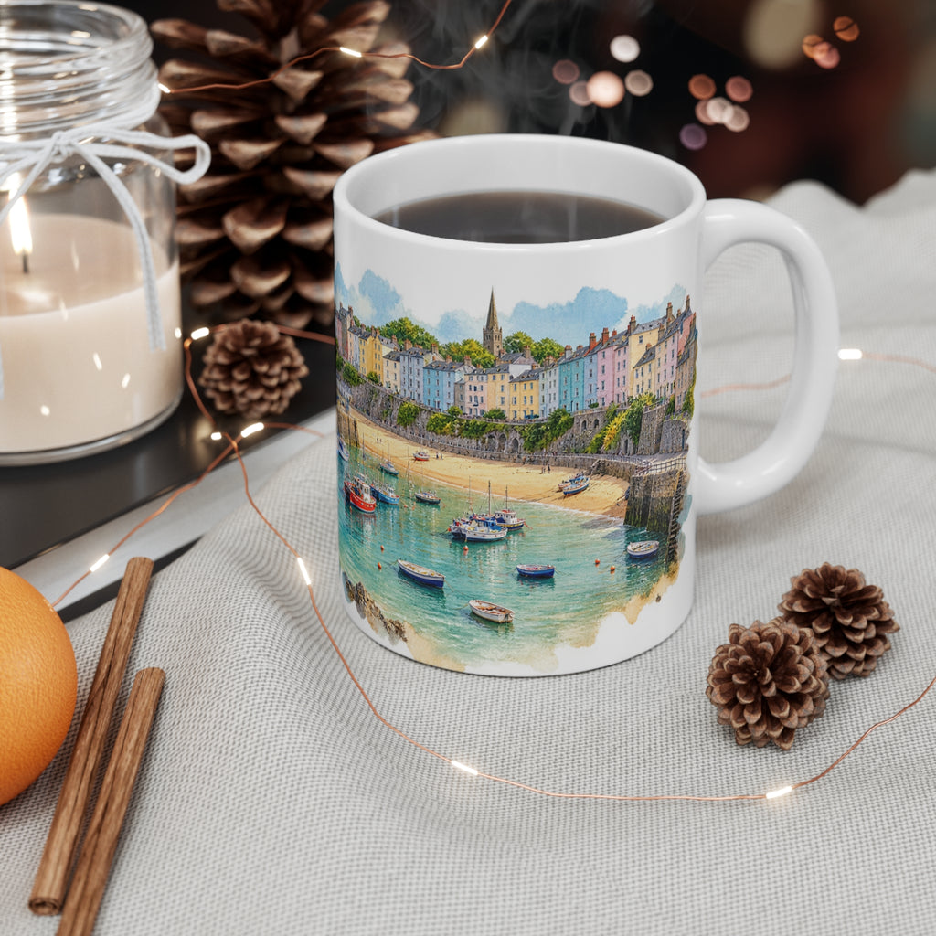 Tenby Harbour Mug | Pembrokeshire Watercolour | Welsh Seaside Gift