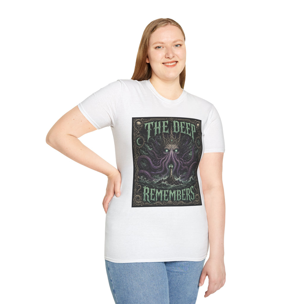 The Deep Remembers T-Shirt — Nautical Cthulhu Horror Graphic Tee