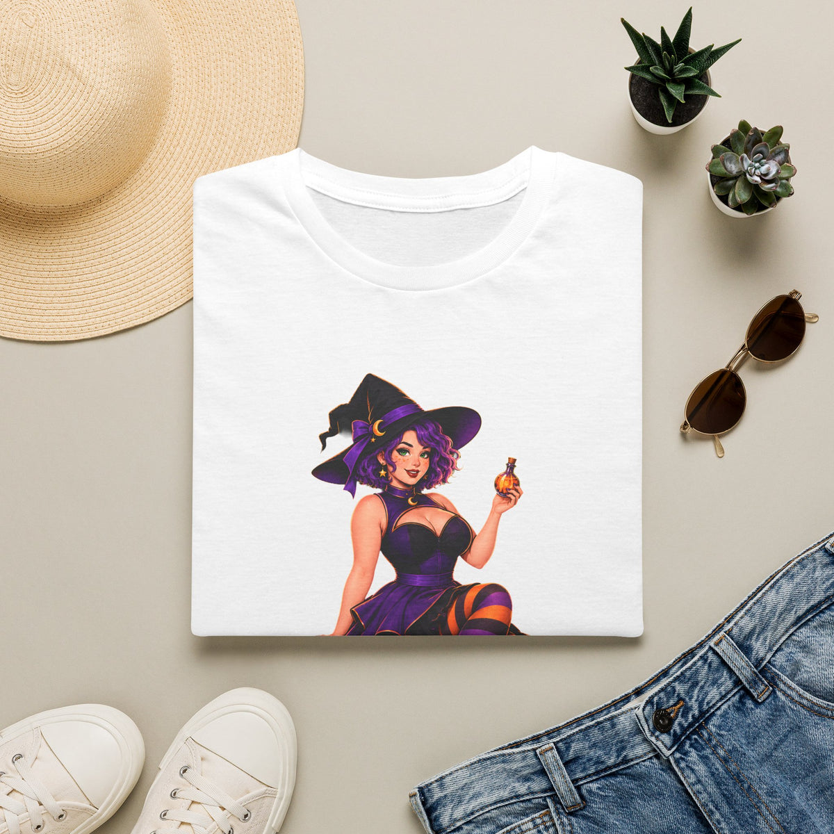 Witchy Halloween Pumpkin Witch T‑Shirt