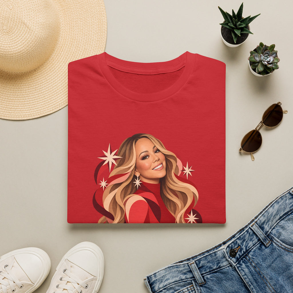 Mariah Carey | Holiday Diva Graphic Tee | Retro Red Star Portrait