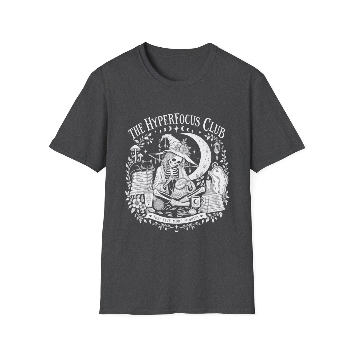 The Hyperfocus Club Shirt | ADHD | Neurodivergent | Witchy Skeleton Tee