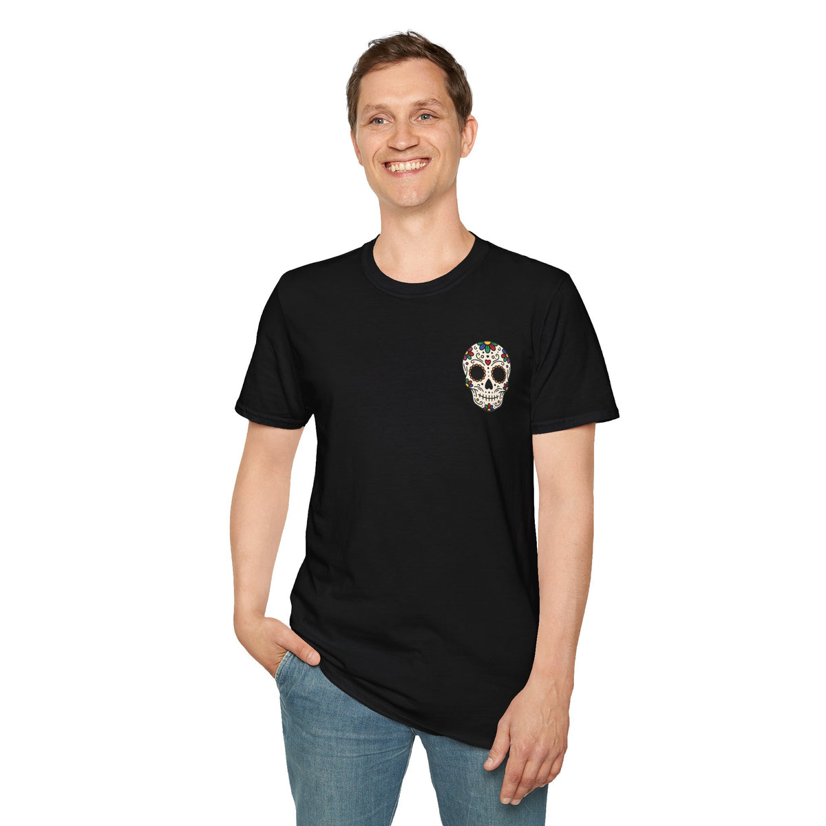 Sugar Skull Chest Print | Day of the Dead | Floral Skull Tee