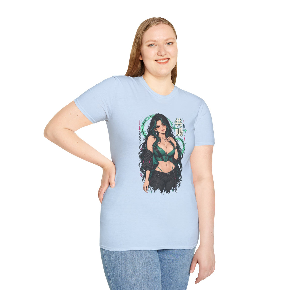 Jade | Sexy Anime Pin Up Girl | Waifu Graphic T‑Shirt