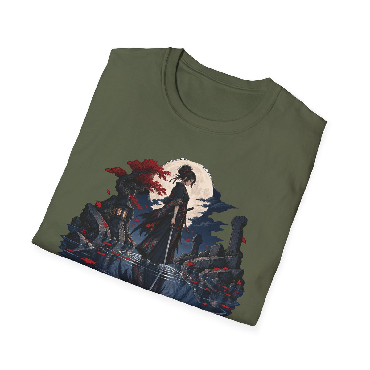 Reflection of a Monster | Moonlit Wolf Spirit T-Shirt | Samurai Silhouette Graphic Tee