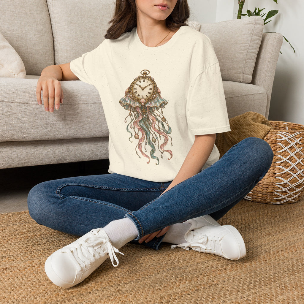 Jellyfish Clock T-Shirt Design | Surreal Steampunk Ocean Art
