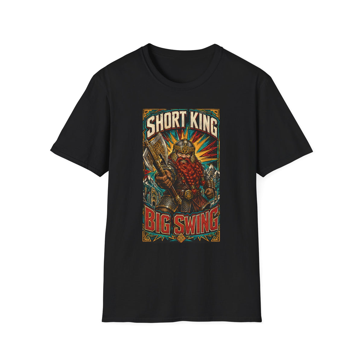 Short King Vintage Dwarf Graphic T-Shirt - Retro Fantasy Beard Warrior Tee