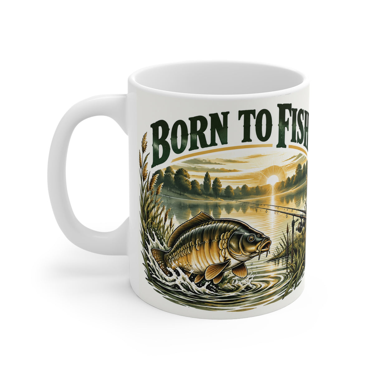 Born To Fish | Funny Fishing Coffee Mug Gift (11oz)
