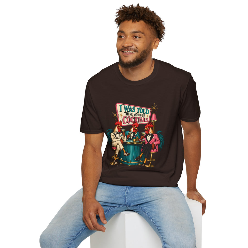 I Was Told There Would Be Cocktails T-Shirt | Retro Flamingo Bar Cocktail Tee