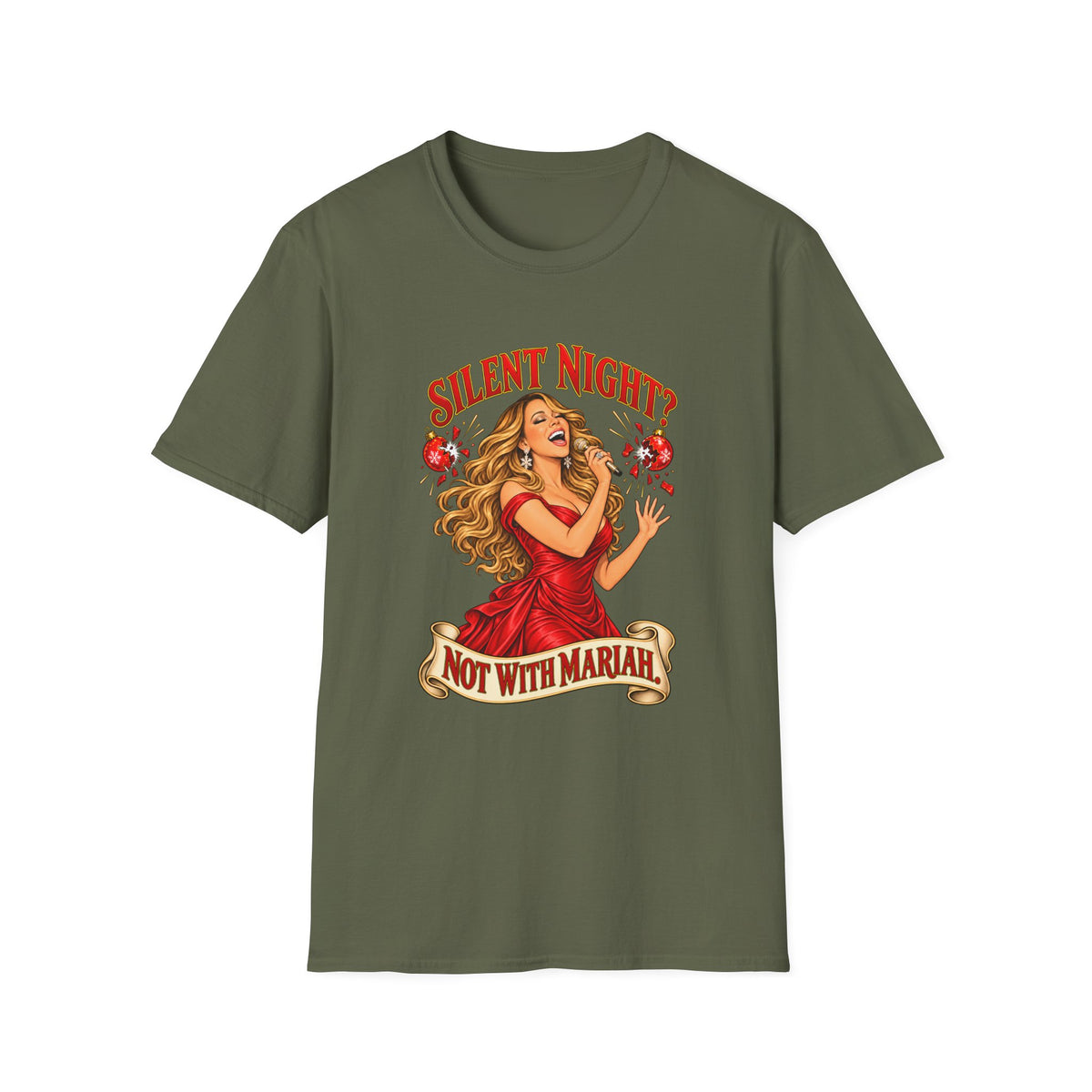 Mariah Carey Christmas T-Shirt | Silent Night? Not With Mariah Retro Holiday Tee