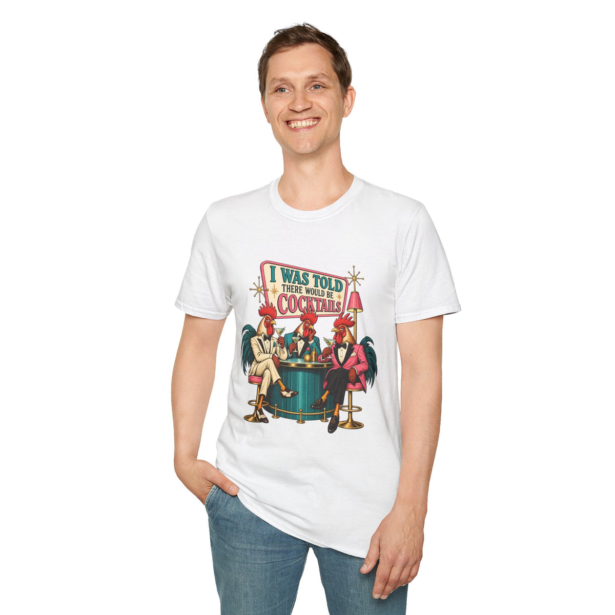 I Was Told There Would Be Cocktails T-Shirt | Retro Flamingo Bar Cocktail Tee