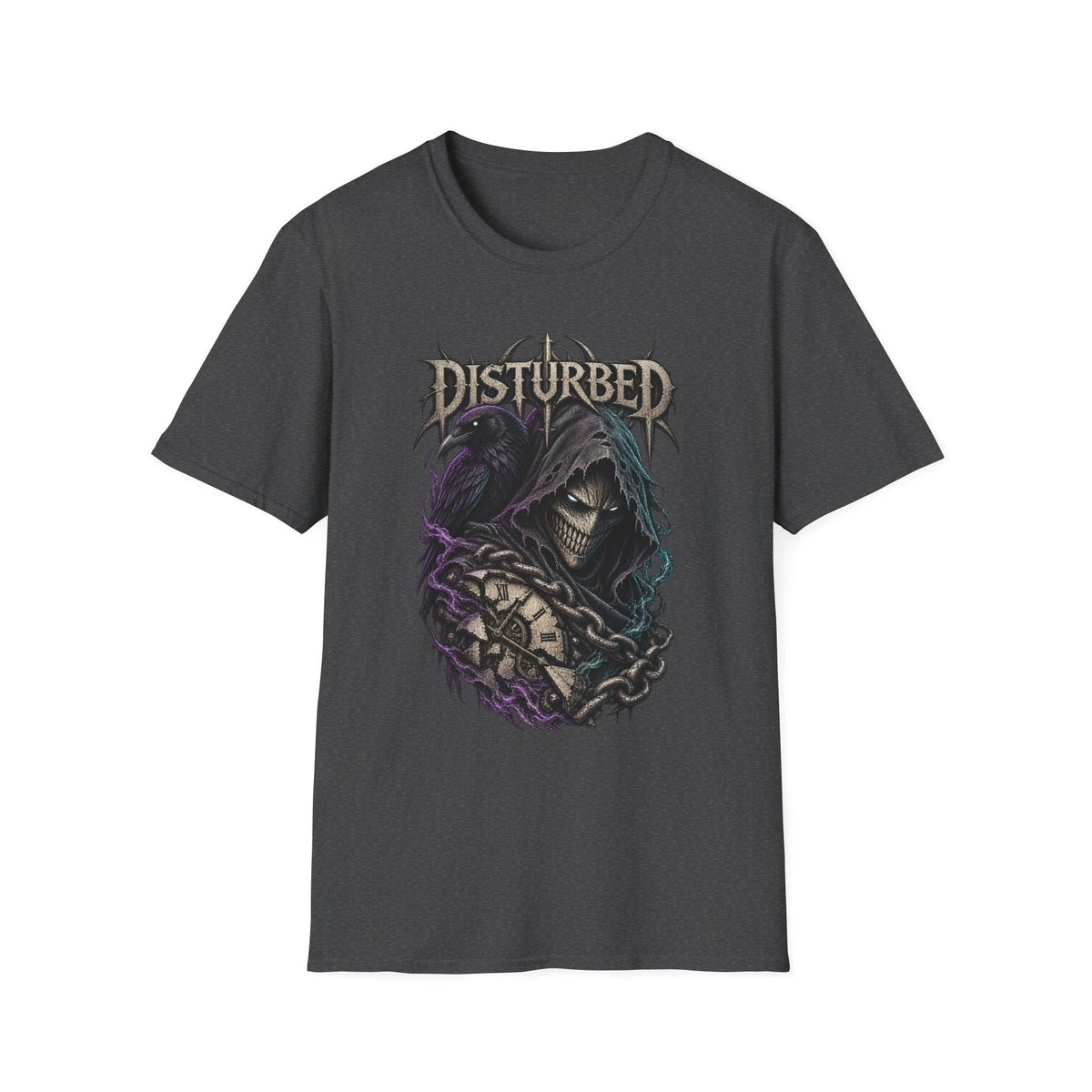 Disturbed | Grim Reaper and Chains Heavy Metal Band Graphic T-Shirt