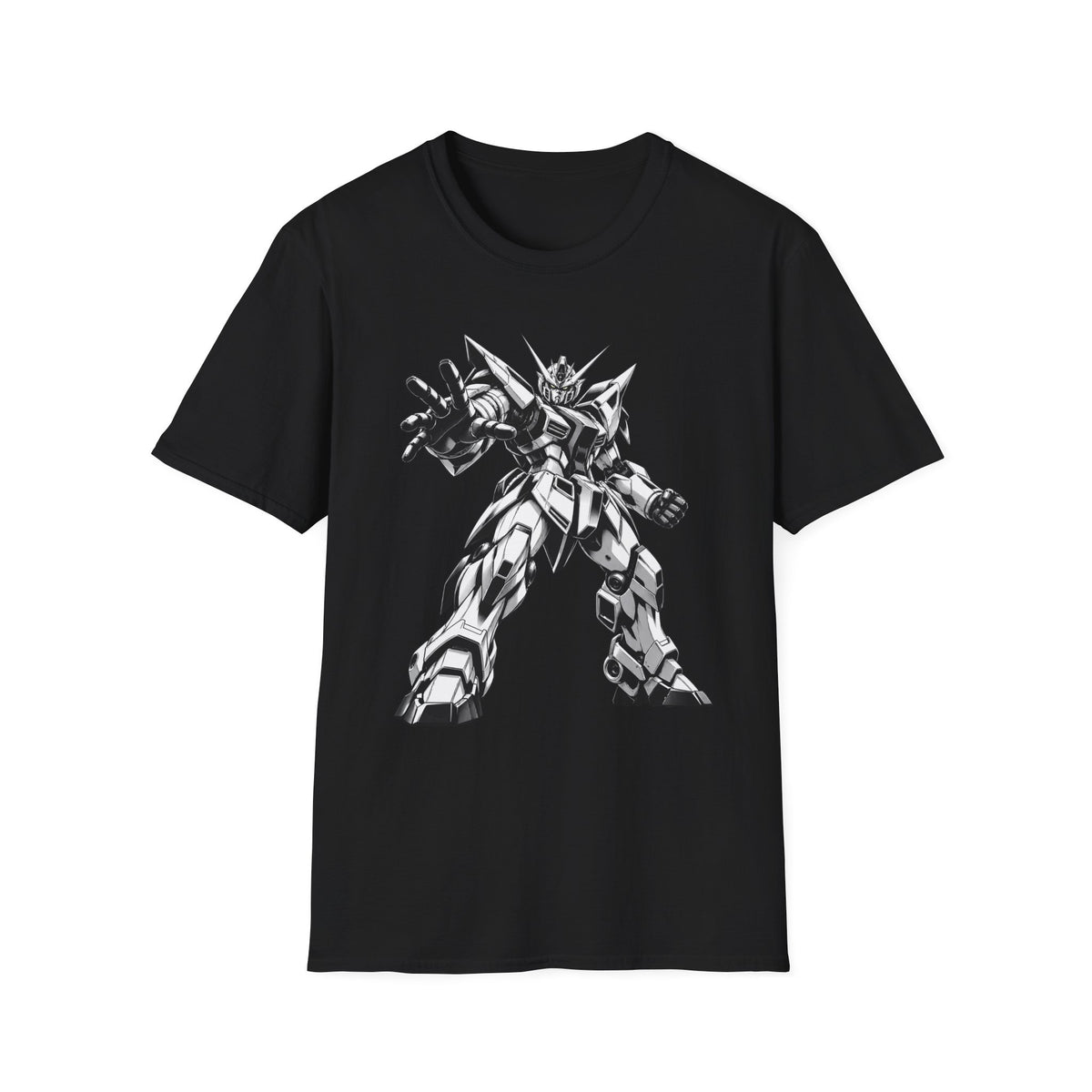 Anime | Mecha Warrior | Monochrome Gundam-Style Robot | Graphic Tee