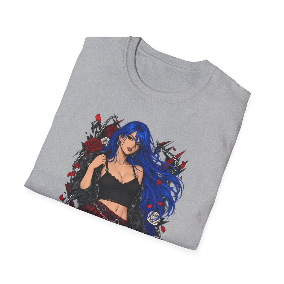 Blue Haired Rock Chick | Japanese Anime Style Pin-up Girl