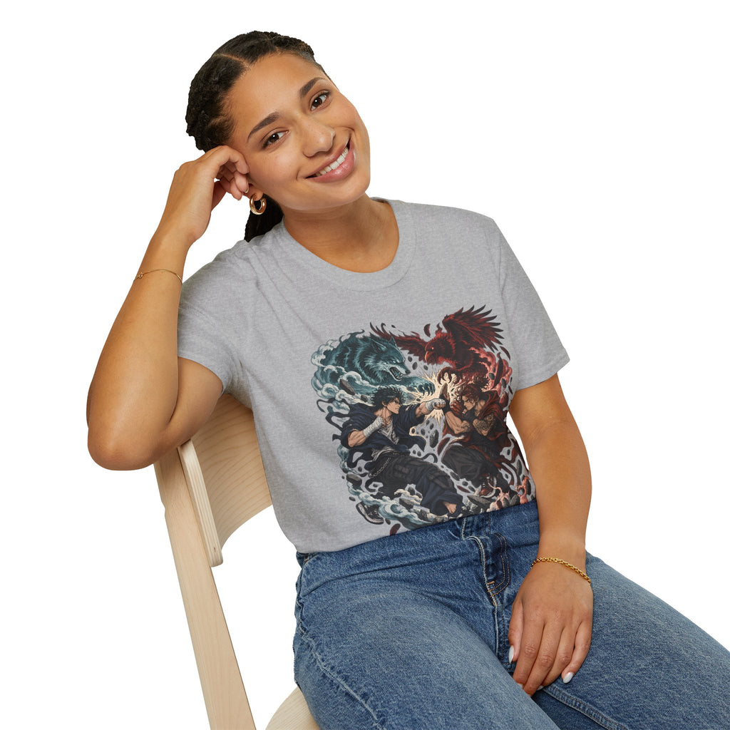 Yin Yang | Wolf Demon vs Phoenix | Japanese Anime Ninja T Shirt