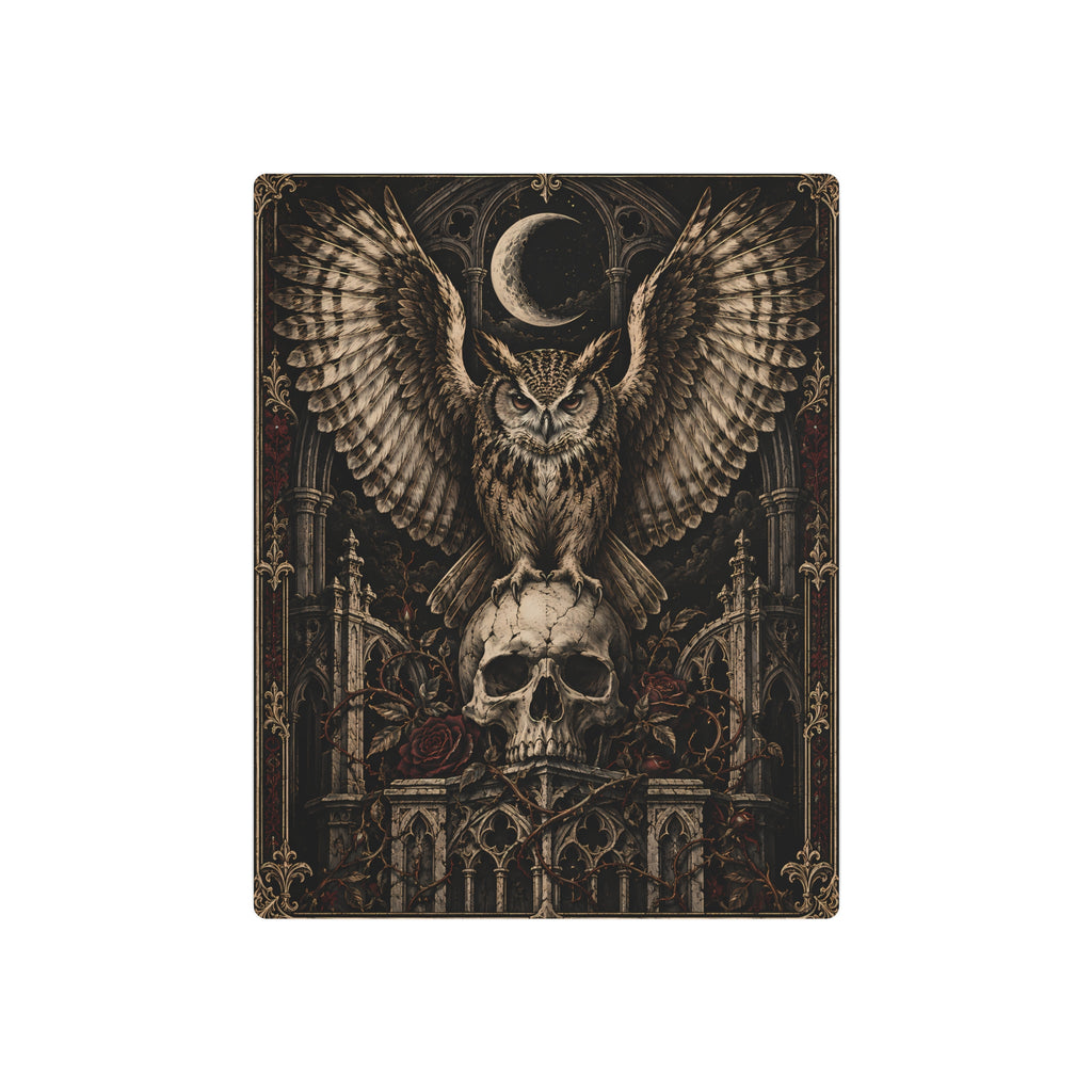 Metal Art Sign | Owl and Skull | Occult Wall Art