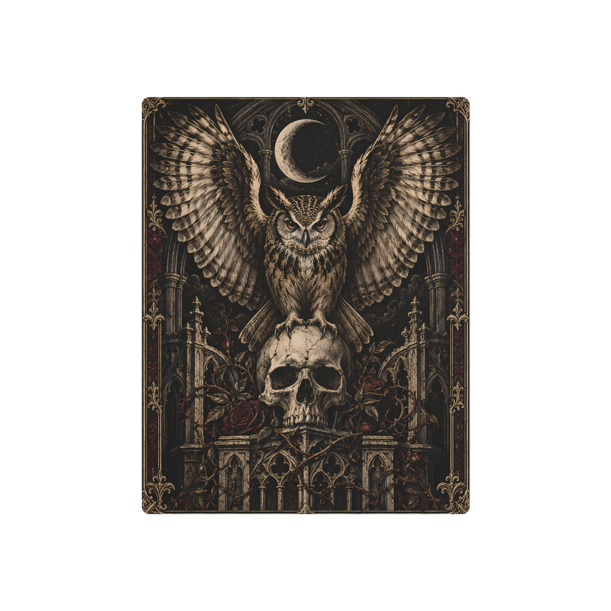 Metal Art Sign | Owl and Skull | Occult Wall Art