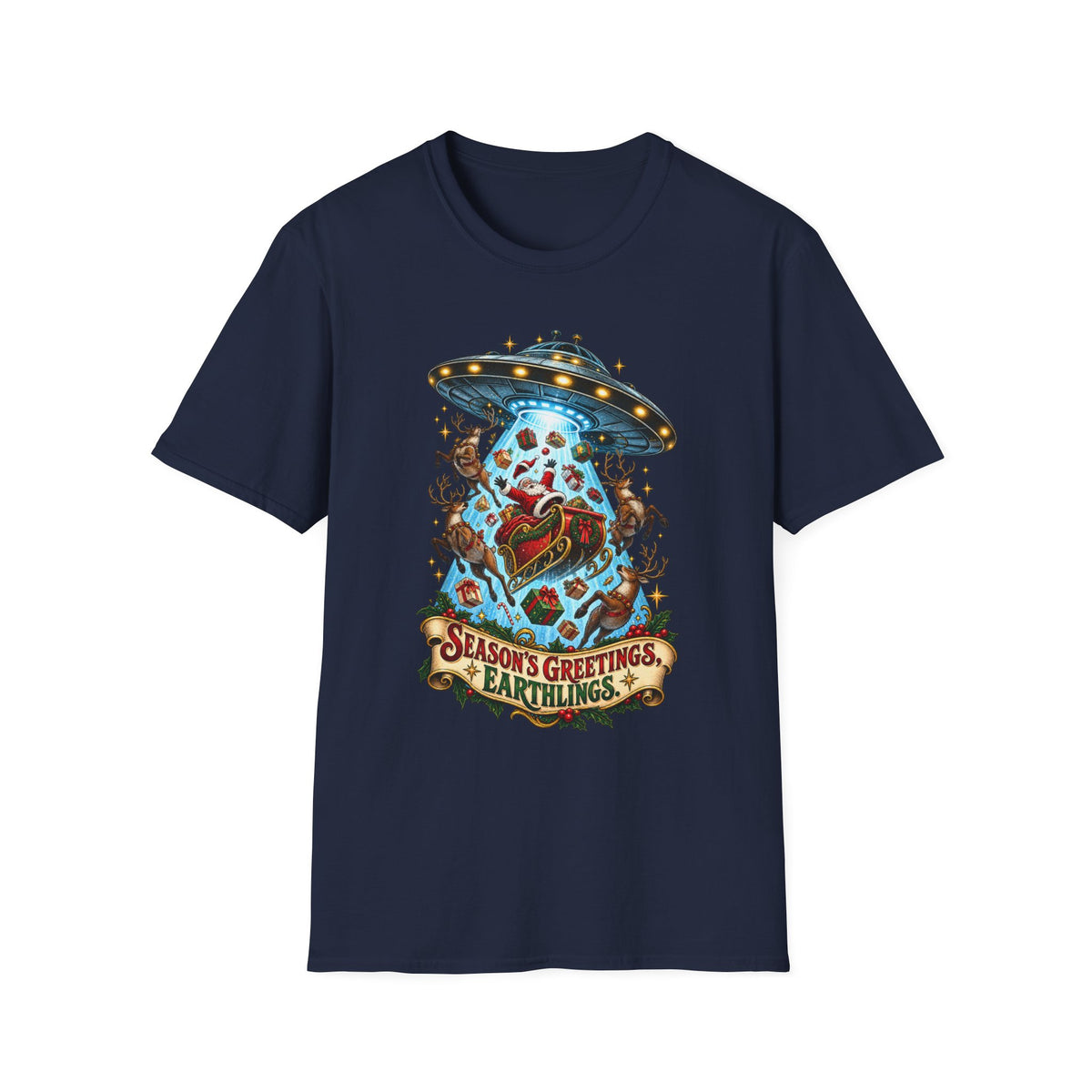 UFO Christmas | Season’s Greetings Earthlings UFO Christmas T-Shirt