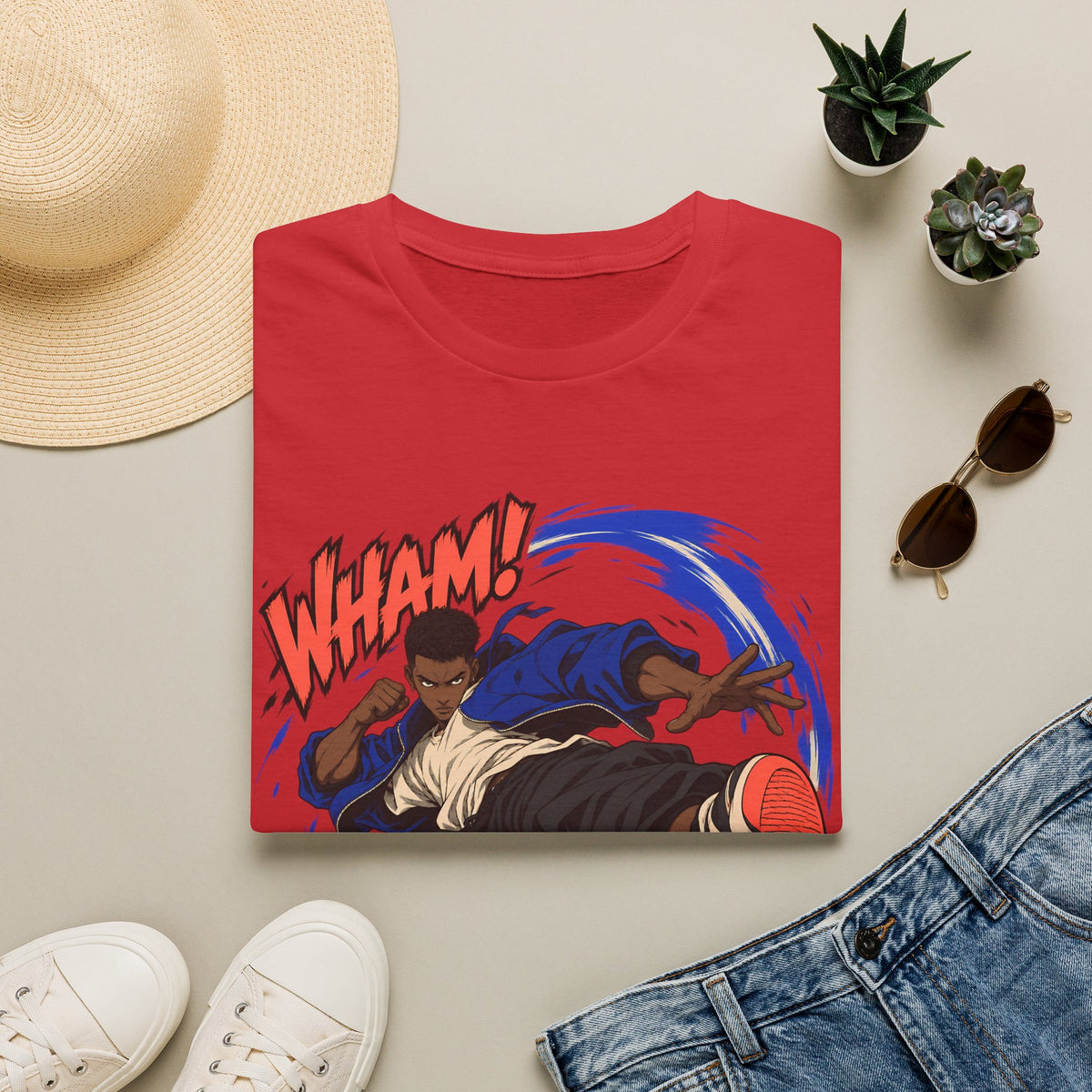 WHAM! | Anime Cartoon Ninja Kick Graphic T Shirt