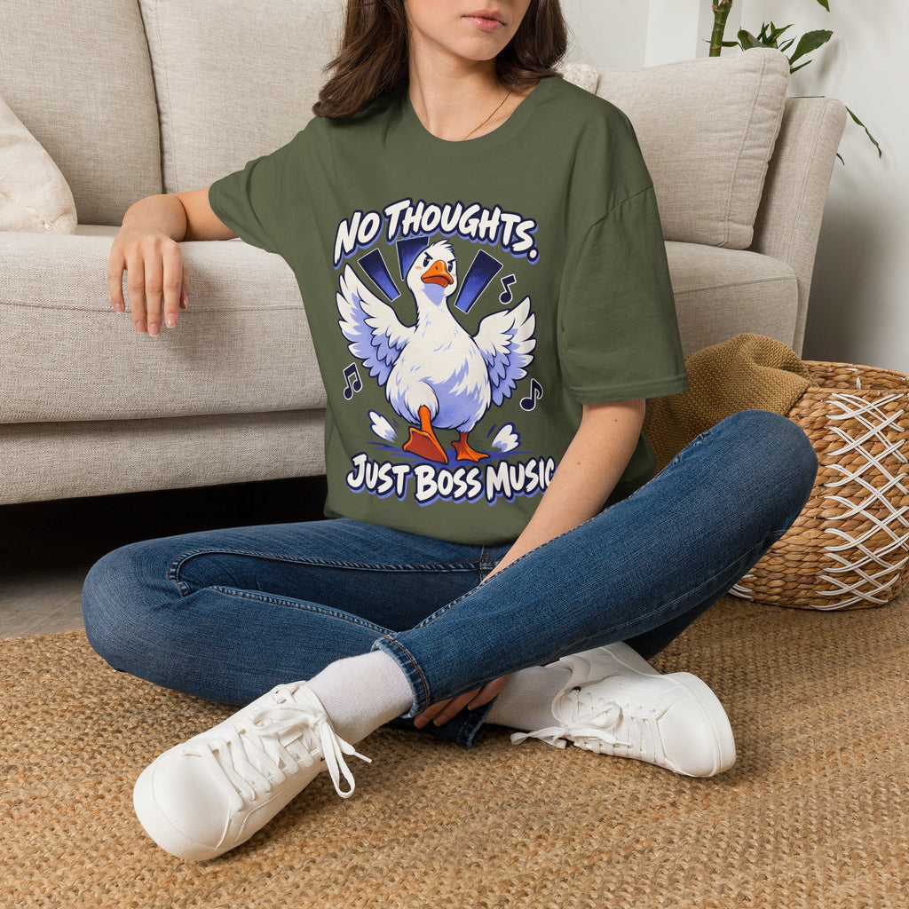 Cute Goose | No Thoughts, Just Boss Music T Shirt