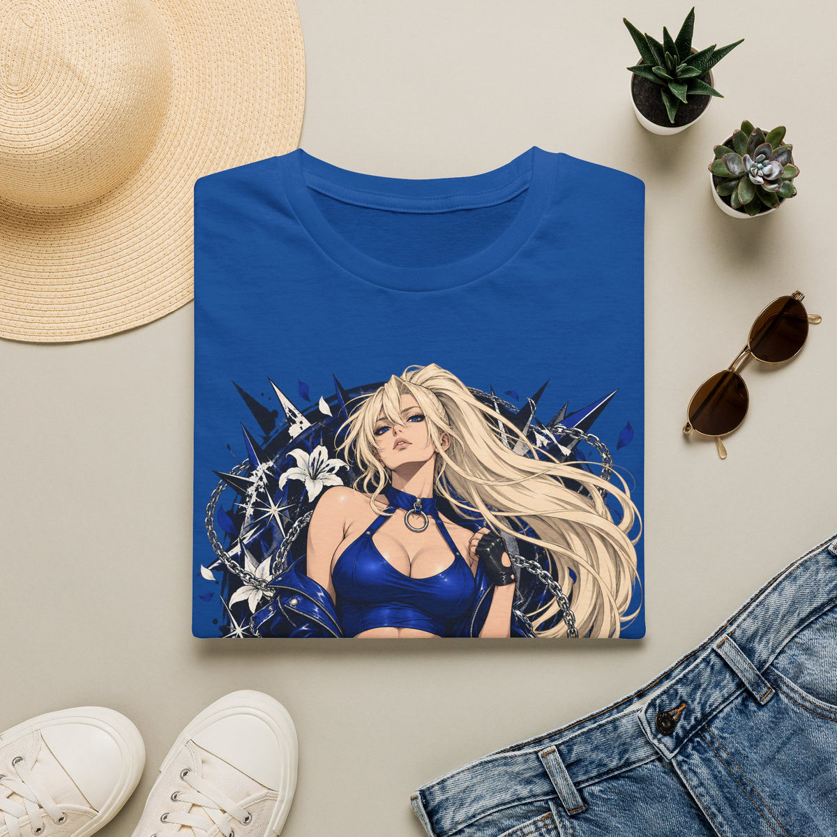 Electric Girl | Japanese Anime | Blonde Bombshell Pin Up Graphic Shirt