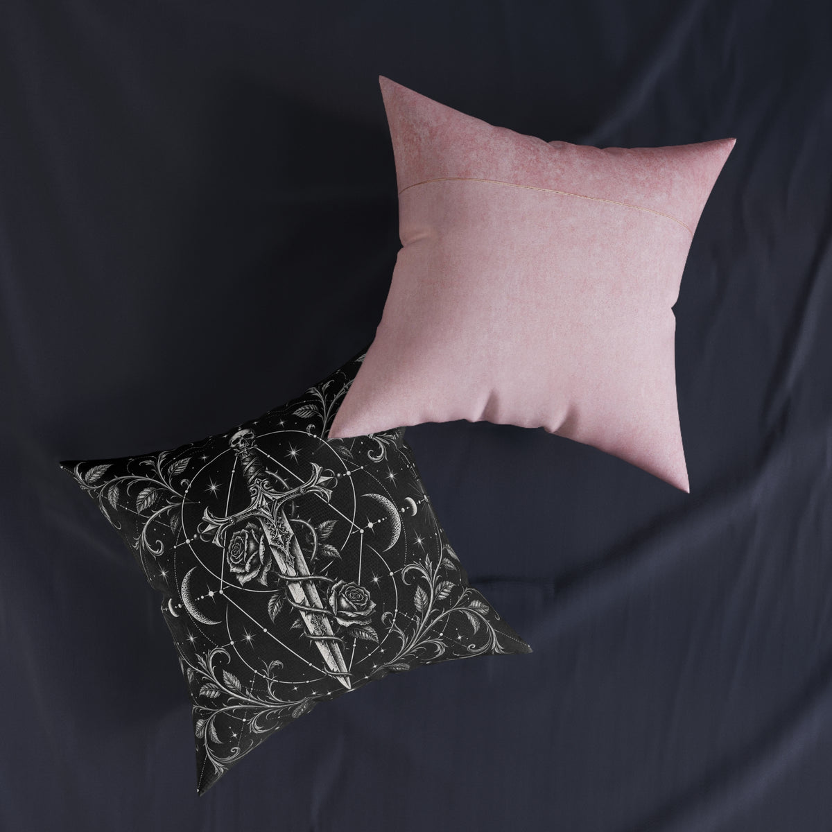 Gothic Dagger Skull Rose Geometric Cushion | Decorative Sofa Pillow