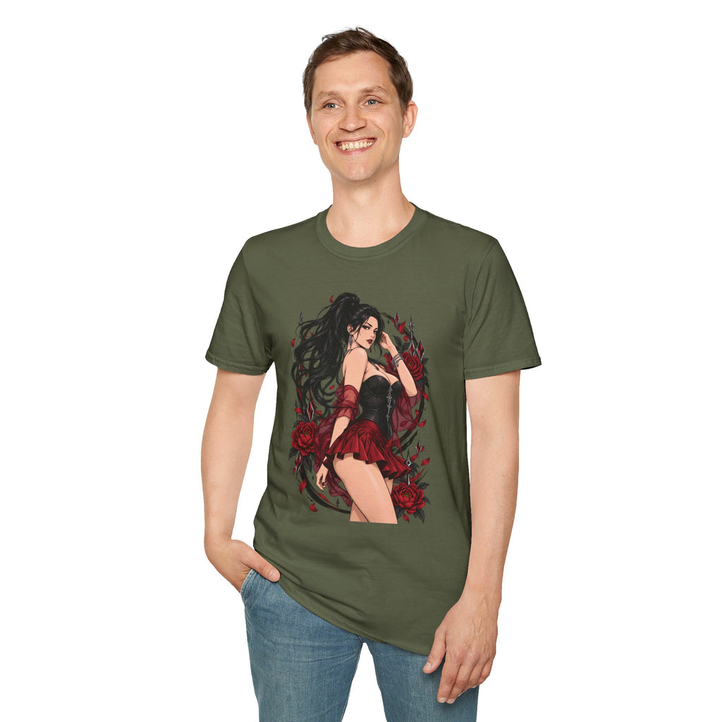 The Seducer | Sexy Black Haired Pony Tail Pin Up Girl Graphic Shirt