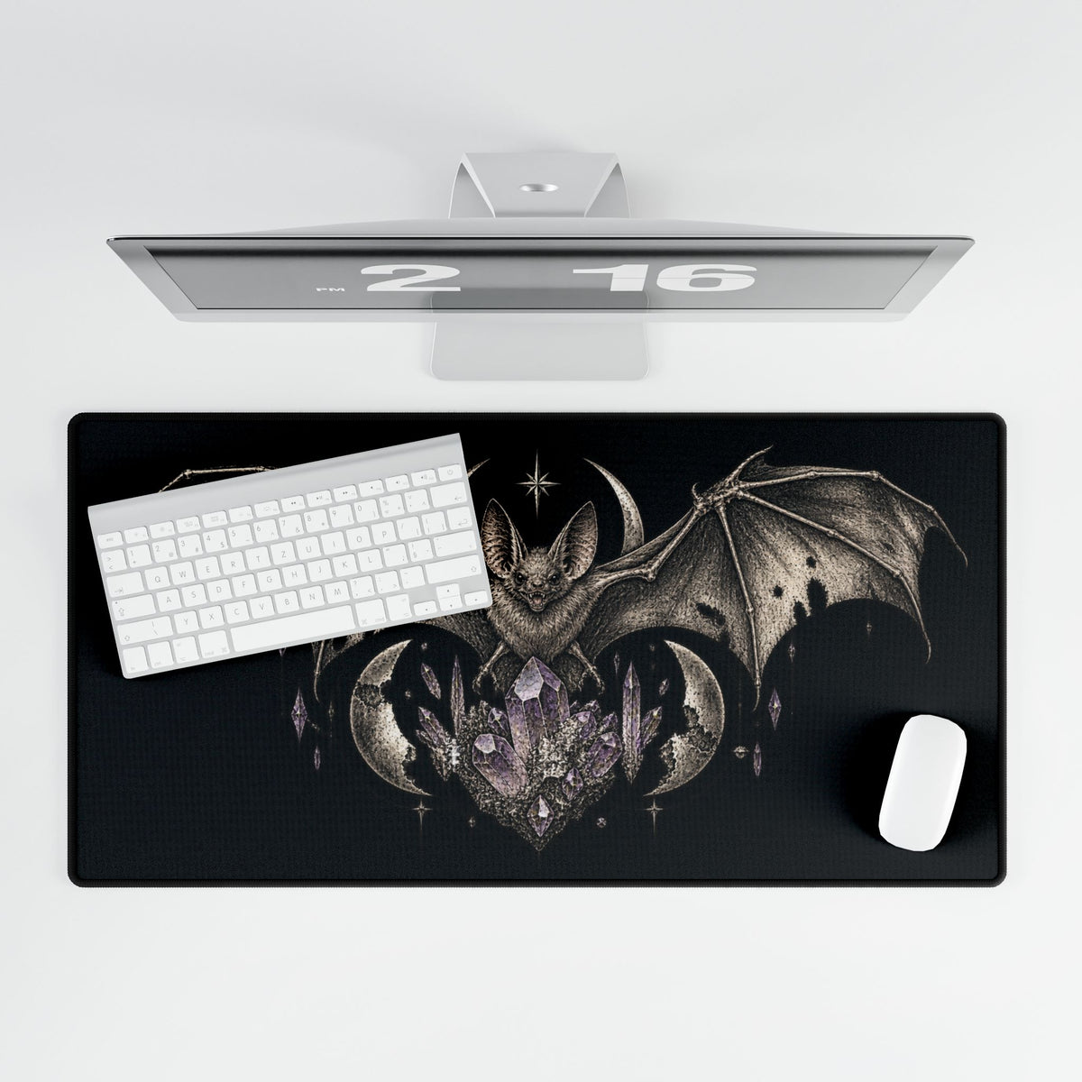 Mouse Mat | Gothic Bat & Amethyst Crystal | Occult Night Art Desk Pad