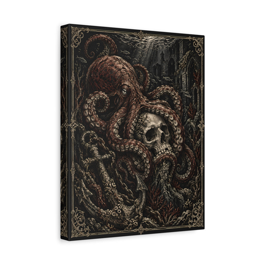 Canvas | Octopus and Skull Matte | Occult Wall Art