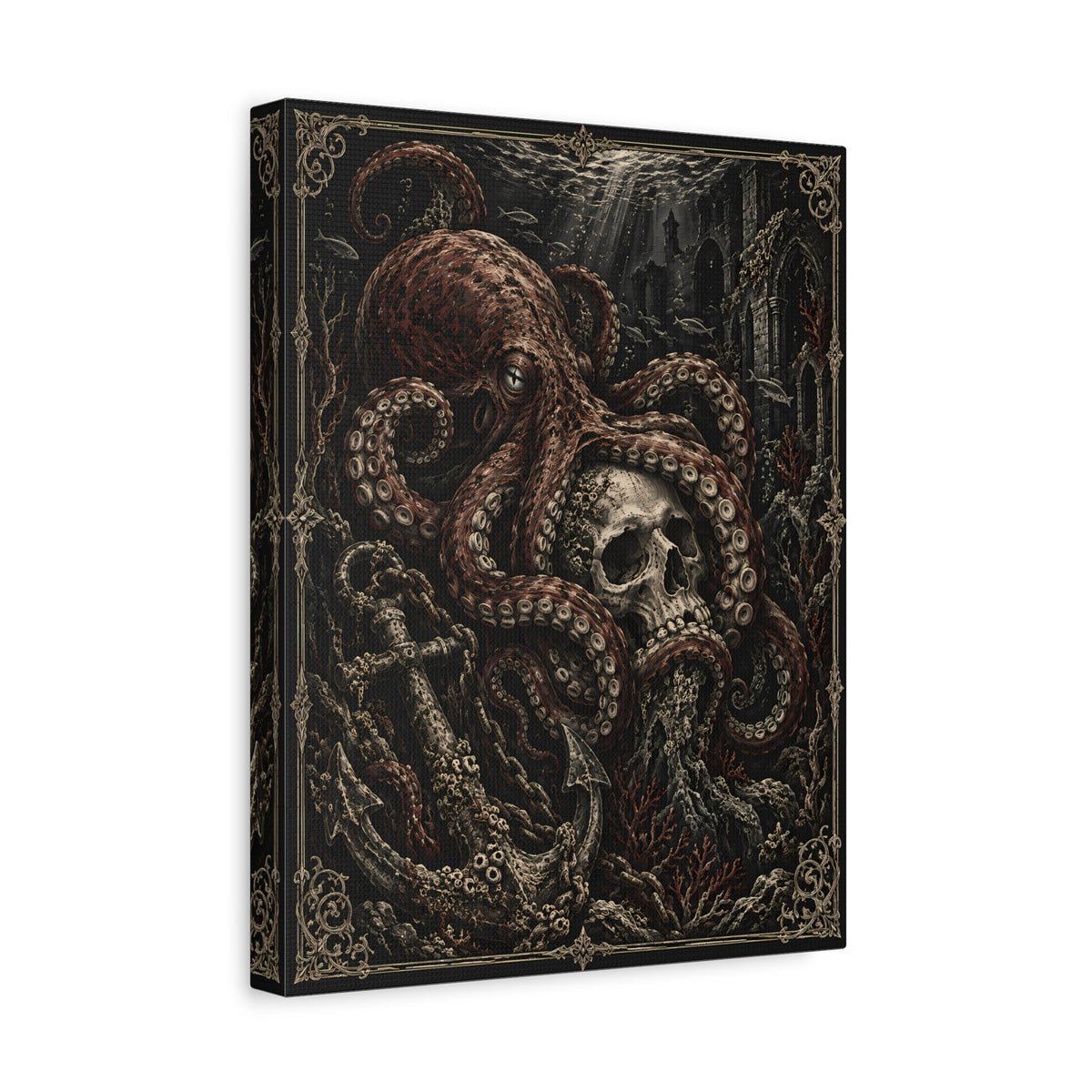 Canvas | Octopus and Skull Matte | Occult Wall Art