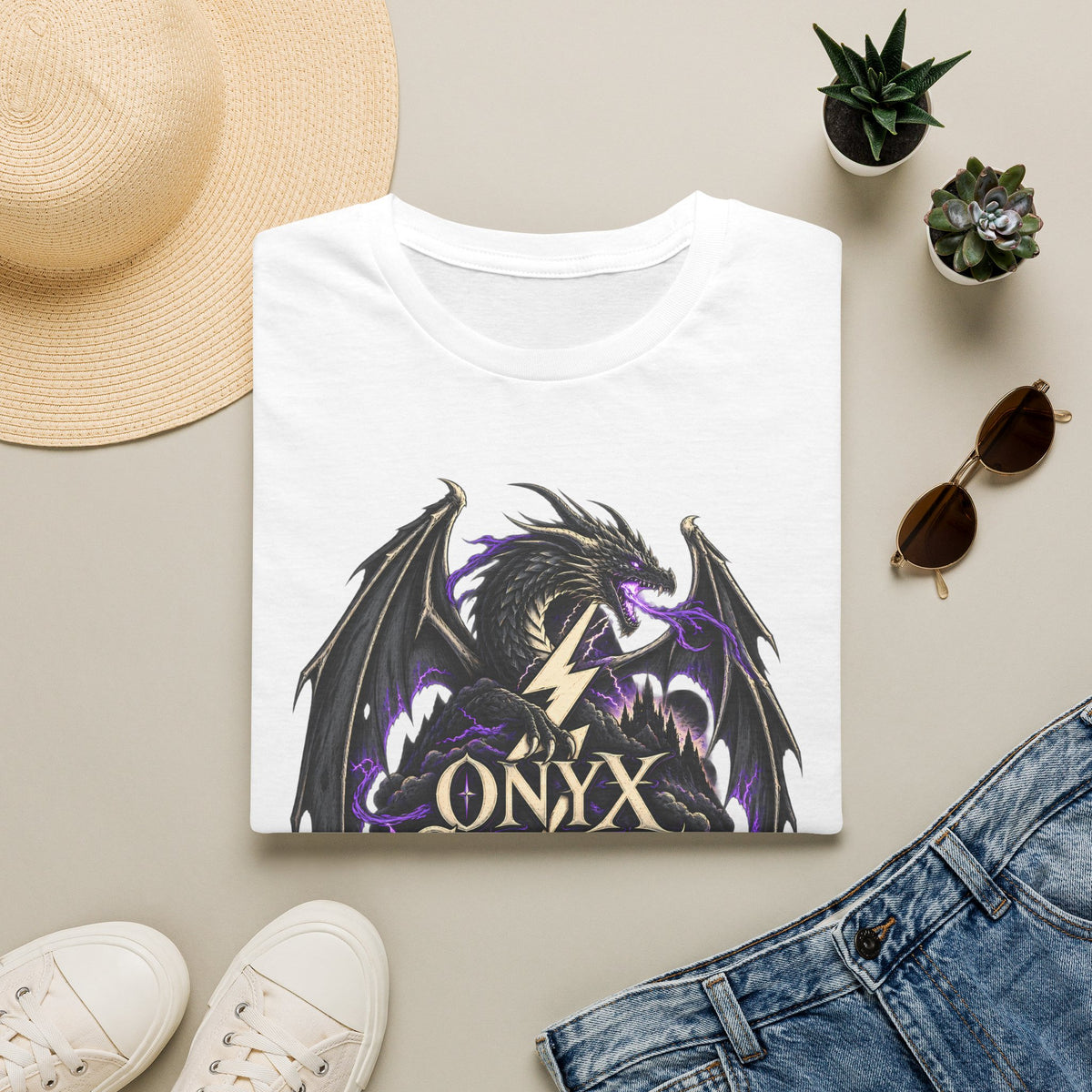 Onyx Storm Dragon T-Shirt | Book Inspired Gothic Lightning Fantasy Tee