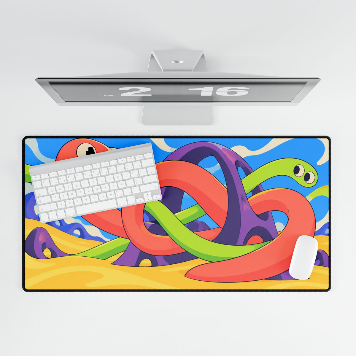 Playful Colourful Snake Art Desk Mat | Cute Abstract Gaming Mousepad