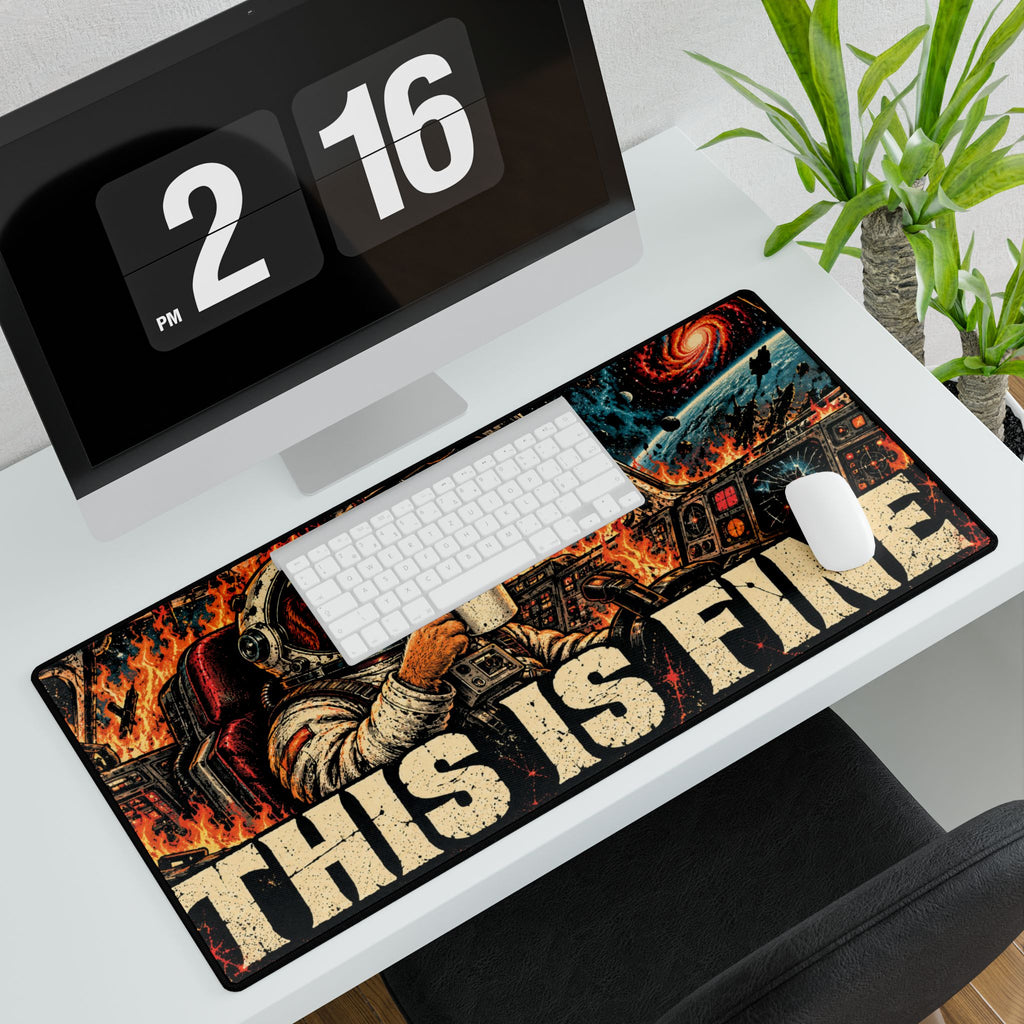 This Is Fine Astronaut Dog | Large Gaming/Office Mouse Pad