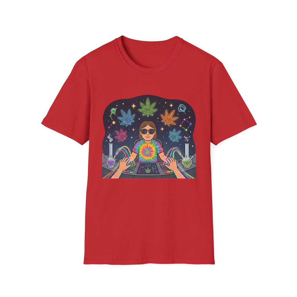 Psychedelic DJ Tee — Tie-Dye Vibes with Leaf Motif